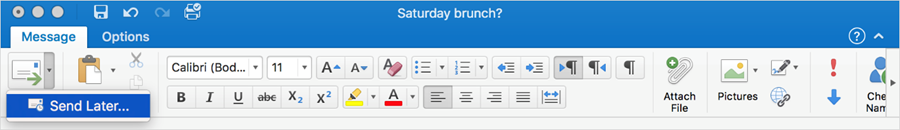 Outlook 2016 for Mac - Send Later Toolbar