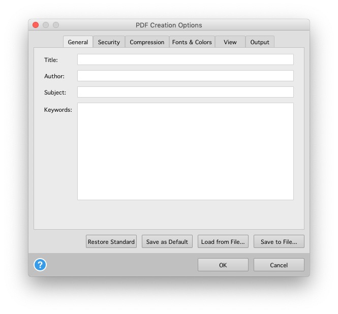 PDF Creation Options