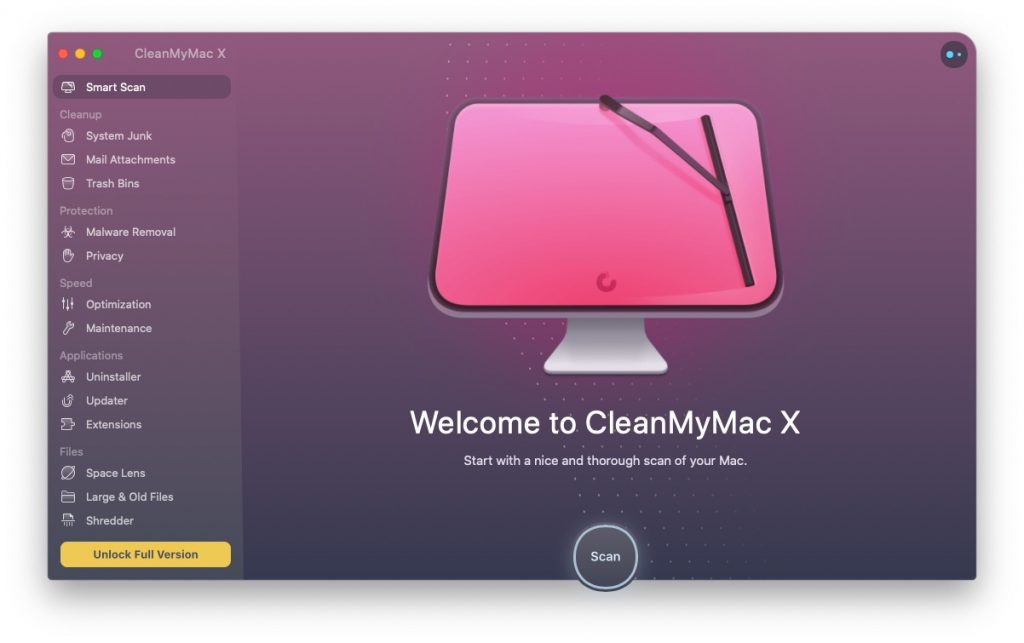 CleanMyMac X Welcome Screen
