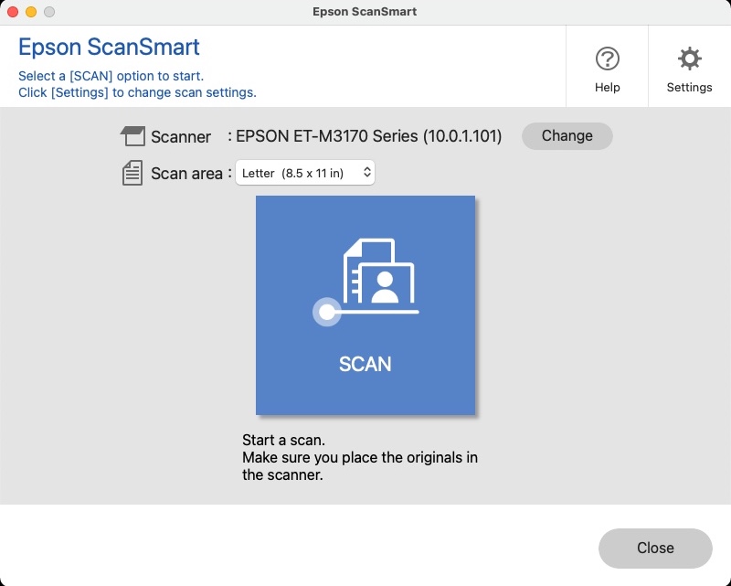 ScanSmart Home Screen - ET-M3170