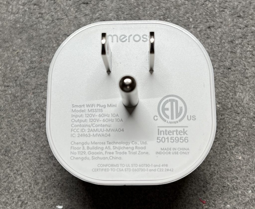 Meross Smart Plug - Rear