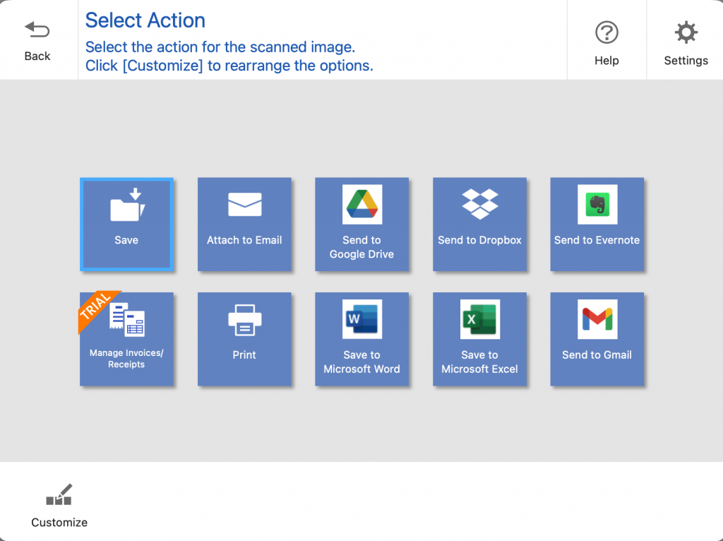 ScanSmart Option Screen